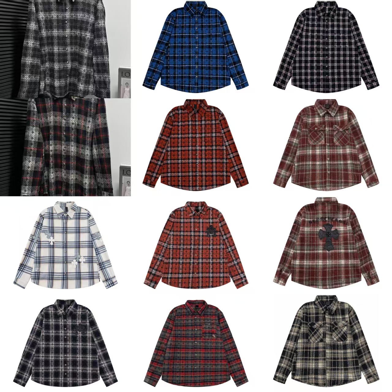 Cross-Border European Goods Exclusive Correct Version g Brand L Brand Printed Rhinestone Men's and Women's Baseball Jacket Shirt Outerwear