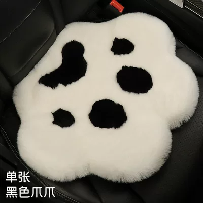 Car Co-Driver Plush Foot Mat, Universal Foot Pad - extra-thick-and-soft-slippers-for-relaxing-plush-foot-pads-black-and-white-cat-claws