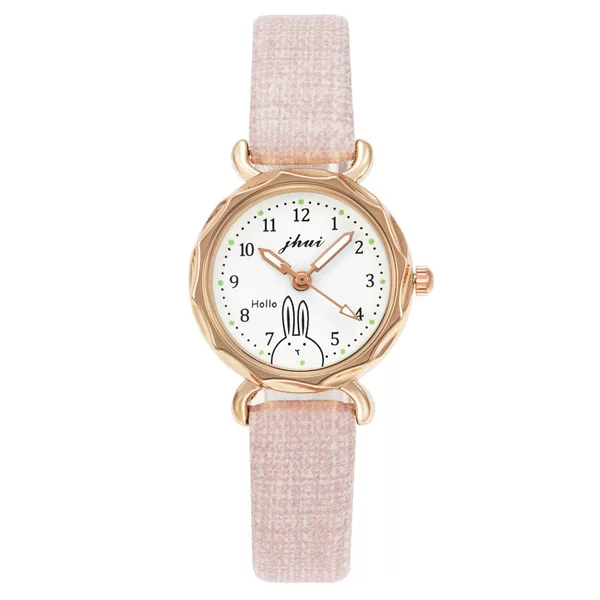 Watch for Girls with Small Diamond-Shaped Dial, Cute Rabbit Watch for Middle and High School Students, Ins-Style Elegant Women's Wristwatch