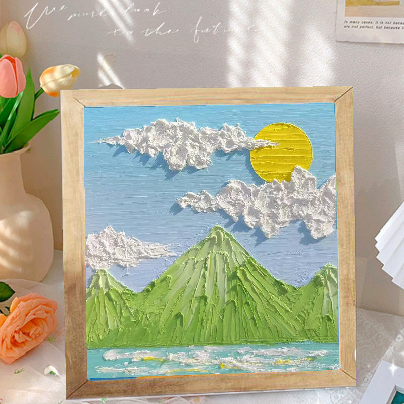 实木画框diy手工肌理画材料包创意立体浮雕画手绘数字油画装饰画