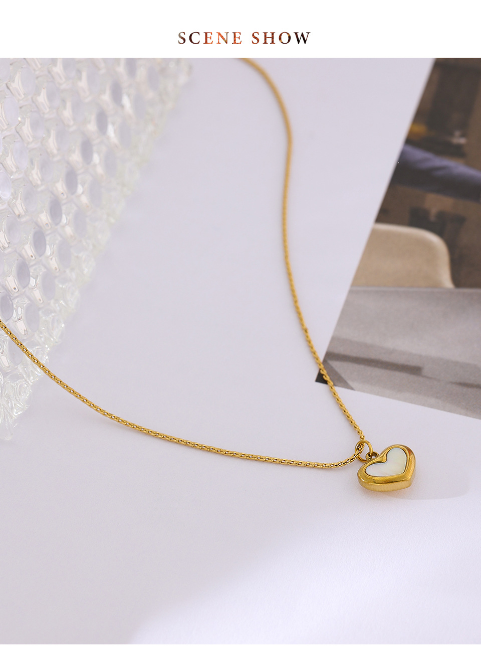 304 Stainless Steel Material Heart Shape Pattern Women'S Gender Wholesale Jewelry Sweet Heart Shape 304 Stainless Steel Acrylic 18K Gold Plated Inlay Stainless Steel Jewelry Sets