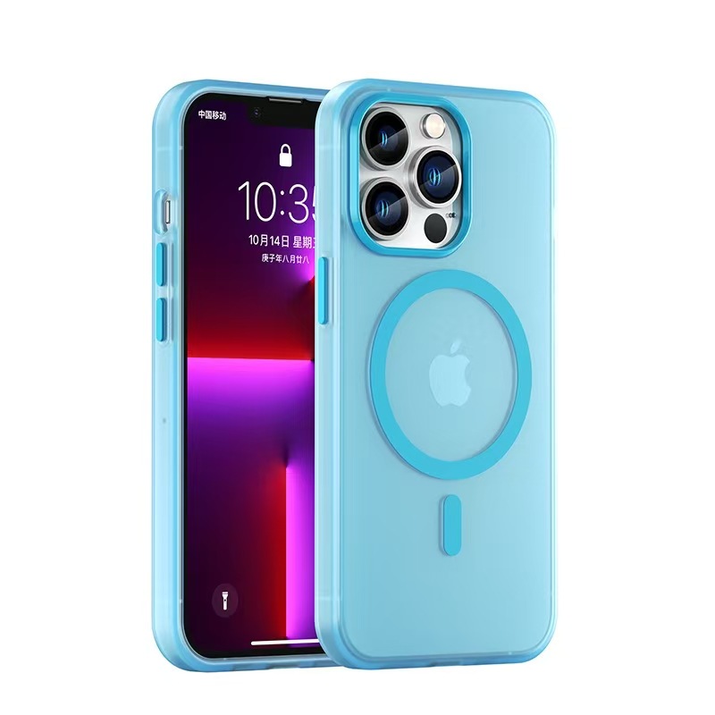 Apunción magnética de color fluorescente simple para iphone16ProMax funda para teléfono móvil 13 sensación de piel 14 Apple 15 hombres y mujeres 16