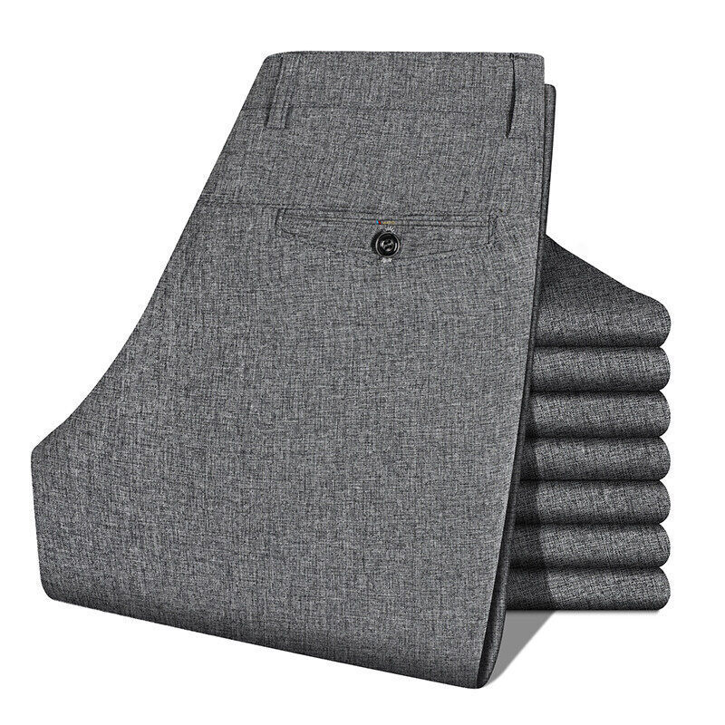 2025 Spring and Autumn Men's Stretch Casual Pants Middle-Aged and Elderly Loose High-Waist Non-Iron Dad High-Waist Men's Pants 2025 Spring and Autumn Men's Stretch Casual Pants Middle-Aged and Elderly Loose High-Waist Non-Iron Dad High-Waist Men's Pants