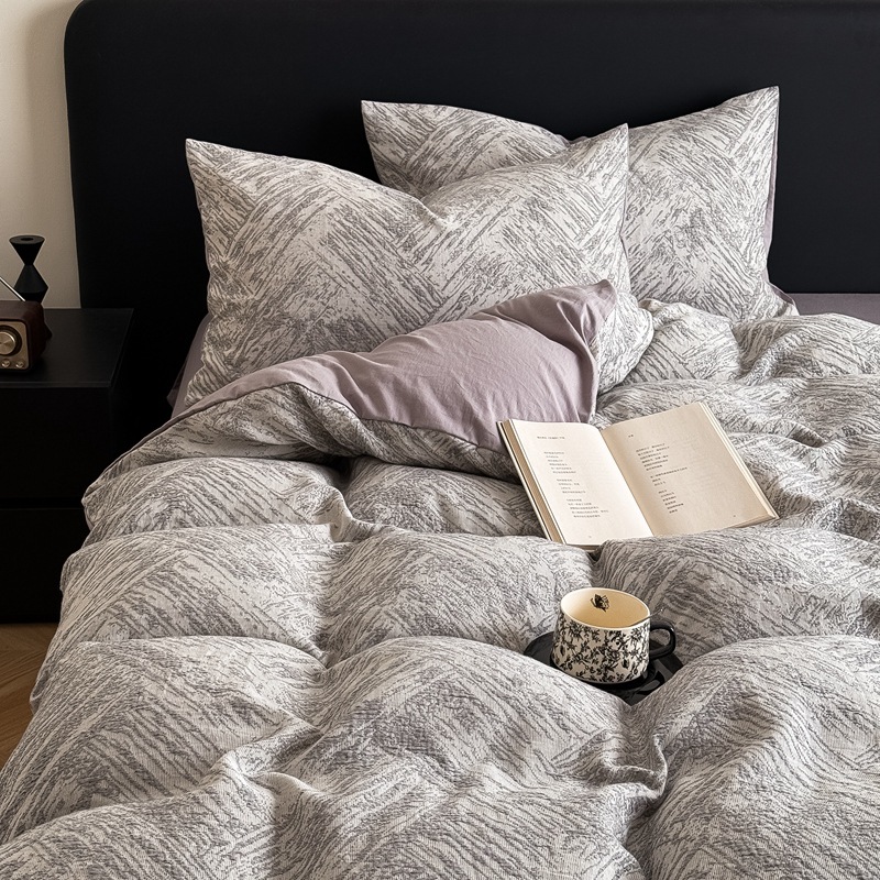 Jacquard grueso molido de algodón de tres capas de hilo de cuatro piezas de un conjunto de sábanas de algodón de clase A de tres piezas de ropa de cama de otoño y invierno 4