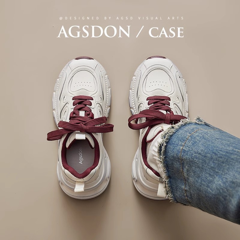 Augu Shi Deng zapatos de fondo grueso para padres y mujeres 2026 primavera nuevo ligero mostrando pies pequeños zapatos deportivos casuales zapatos para correr