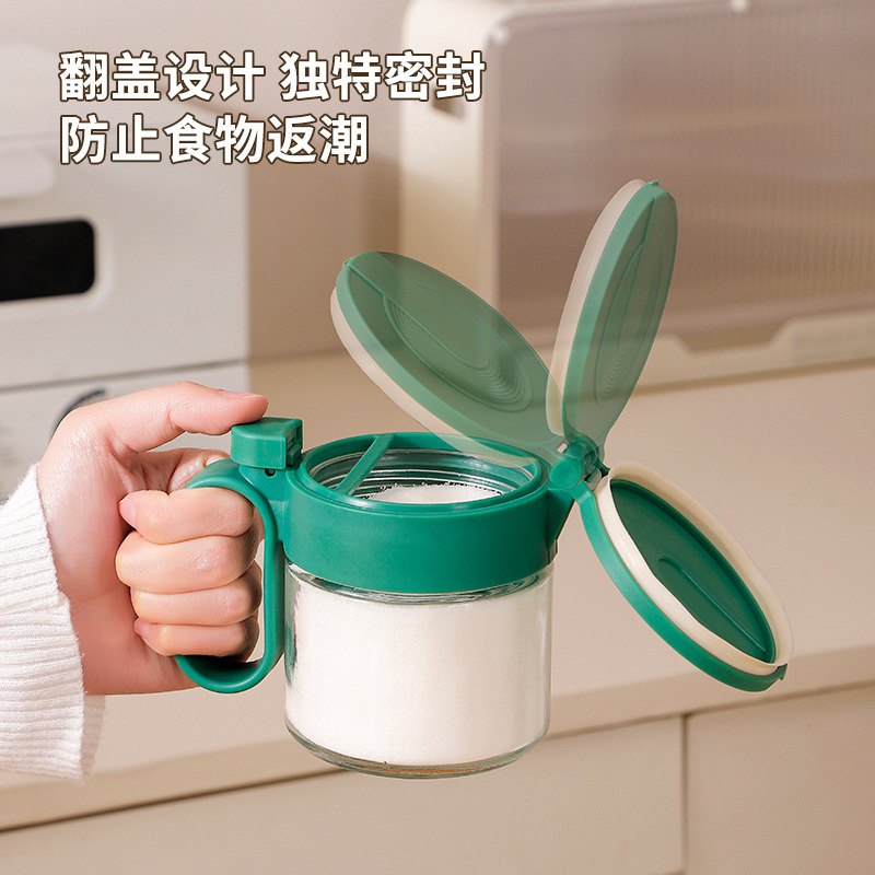 Nuevo tanque de condimento, multifunción y conveniente, botella de condimento doméstico, caja de condimento de encimera, botella de vidrio con botella de condimento de cuchara