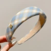 4# blue plaid headband-3cm