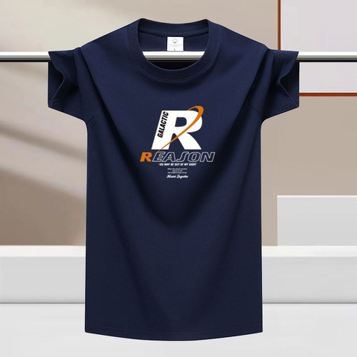 Men's Large Size Summer Short Sleeve T-Shirt Trendy Loose Half-Sleeve Top Youth Round Neck Versatile Base Layer Sweatshirt