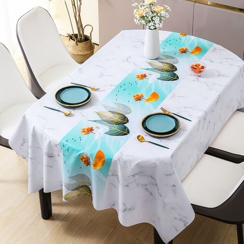 Light luxury and high-end oval pvc tablecloth wholesale household waterproof and oil-proof tablecloth coffee table cloth drop shipping