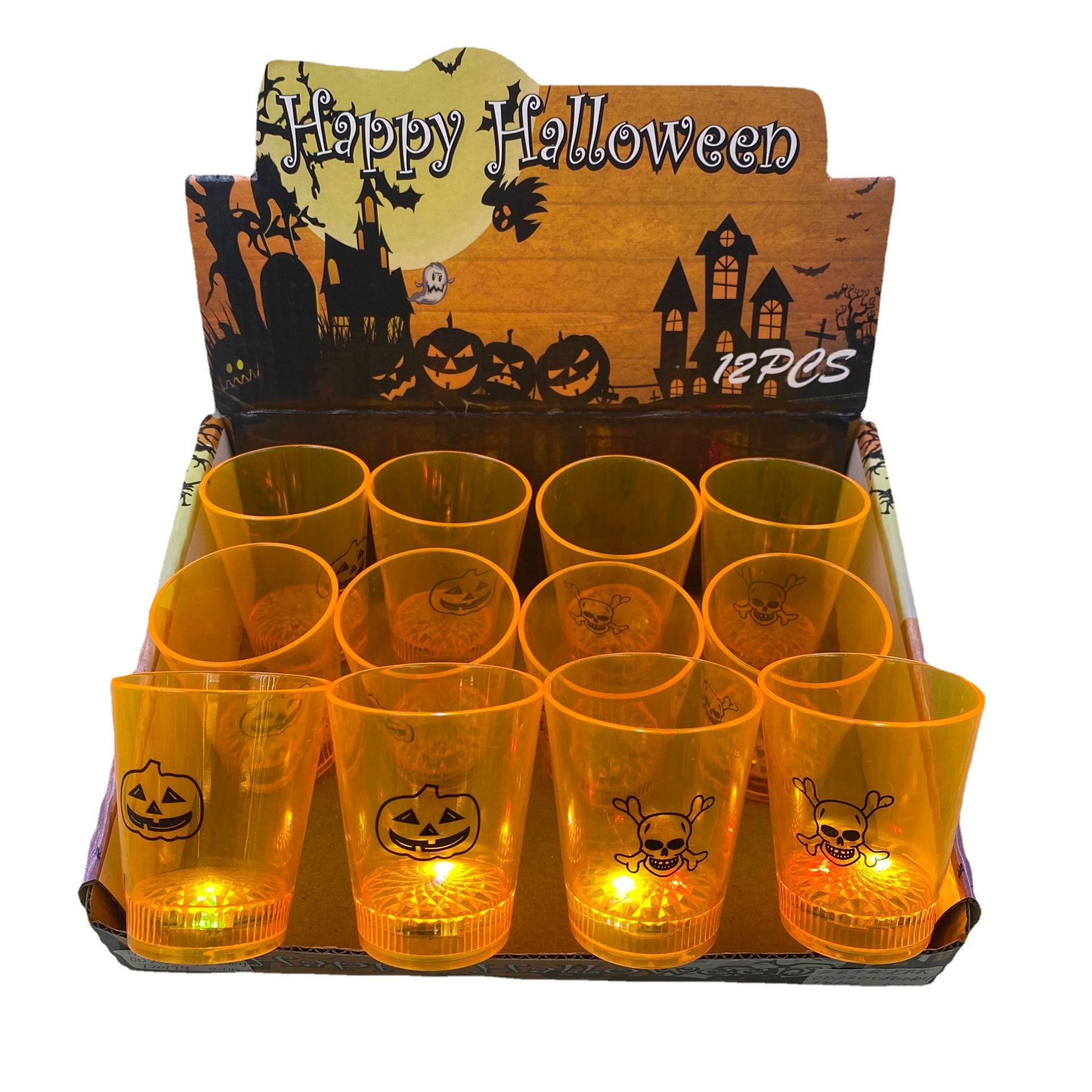 Decoración creativa de Halloween suministros de fiesta LED taza luminosa lámpara calabaza calavera taza luminosa taza bar taza de atmósfera