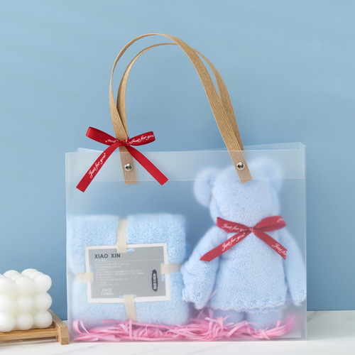 Double PP hand-raised dense coral velvet cute bear towel Japanese gift towel can be placed in a handbag INS style