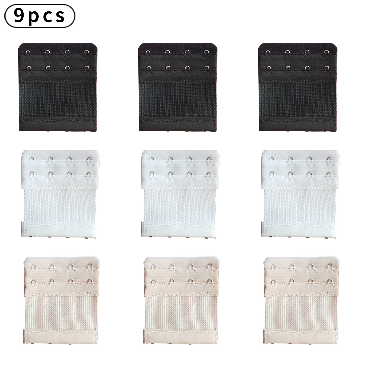 9pcs跨境現貨松緊二排四扣內衣延長扣彈力連接文胸不鏽鋼加長背扣