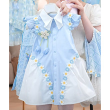 女童夏款套装2025新款韩版中大童洋气儿童夏季薄款飞袖衬衫连衣裙