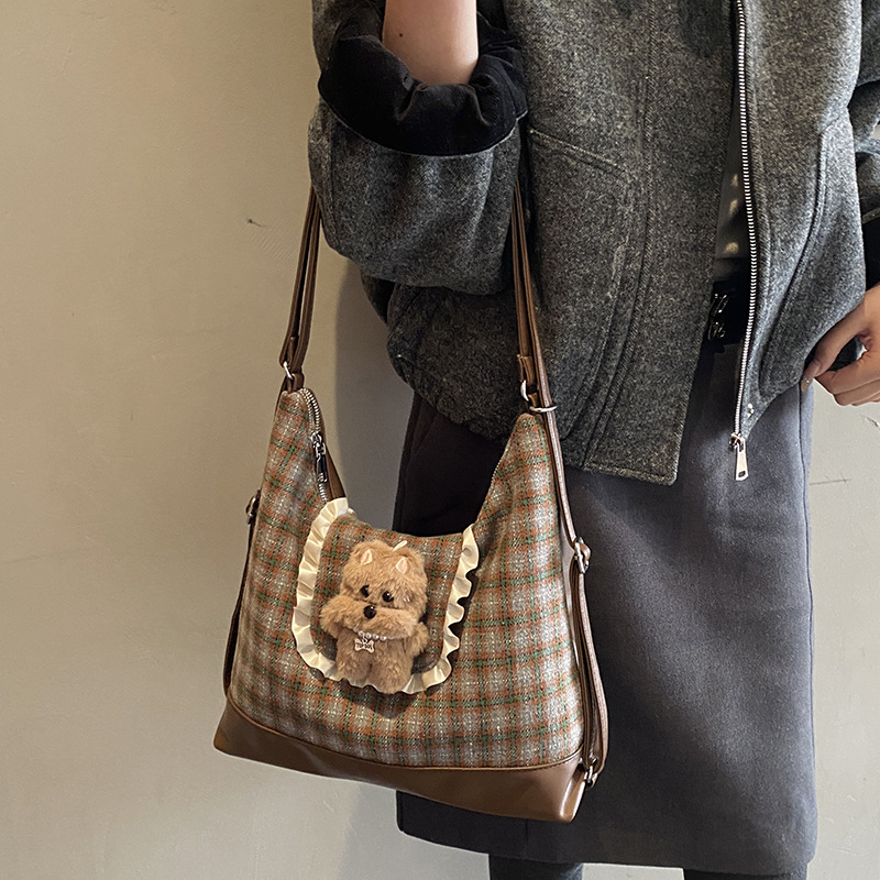 Bolsa de hombro para hombres y mujeres de estilo coreano, gran capacidad para salir, bolso de mochila, cartón de dibujos animados, oso, bolso para padres e hijos.