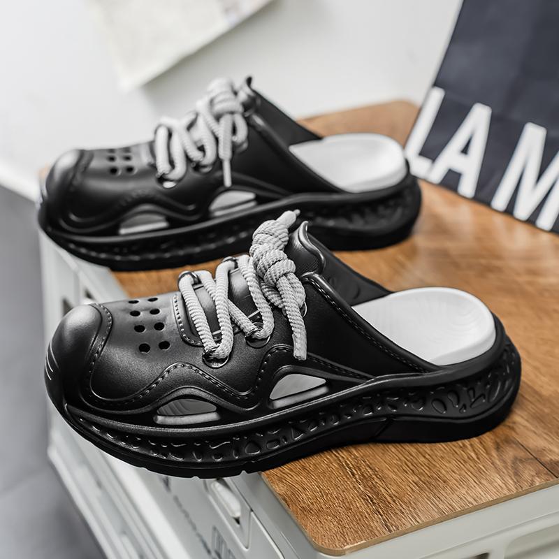 Comercio exterior transfronterizo 2025 nuevos zapatos con agujeros de playa, sandalias sin tacón para hombre, transpirable, antideslizante de verano al por mayor