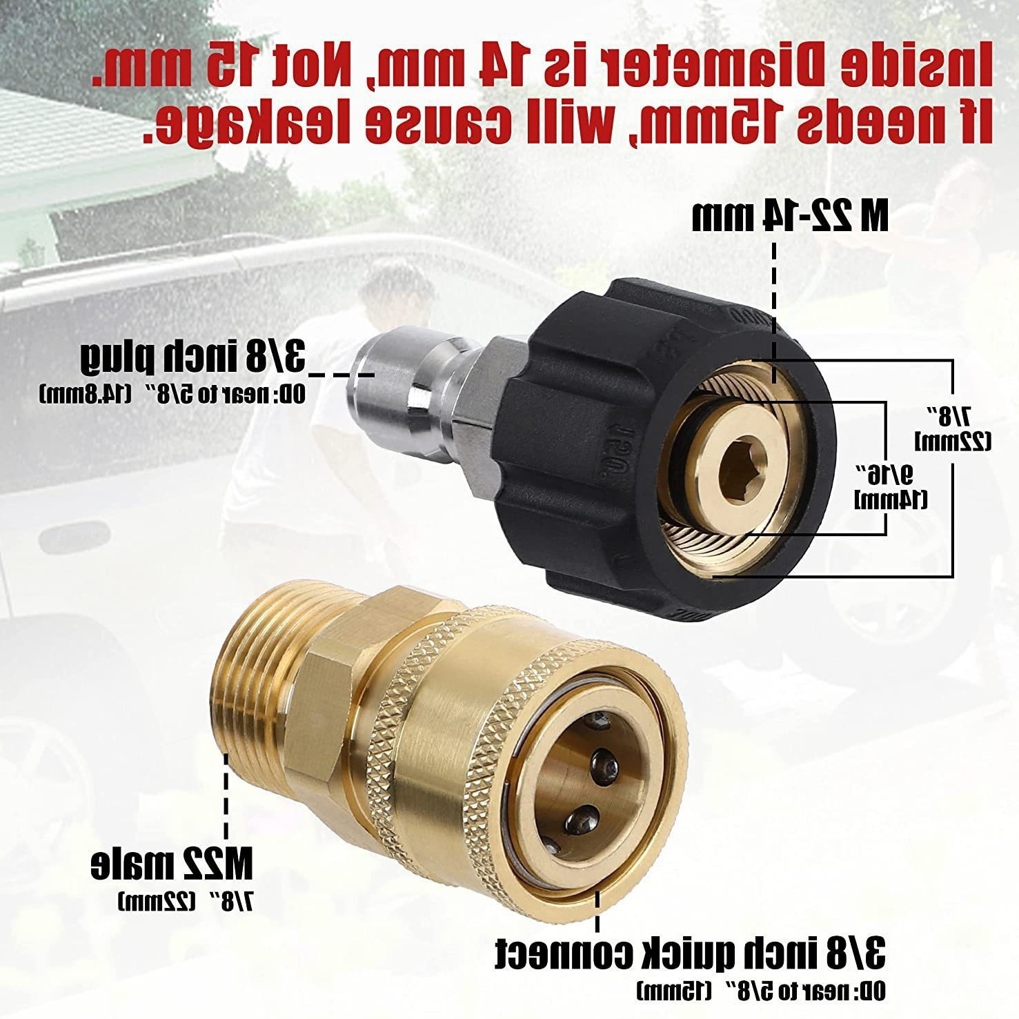 Conector de cobre mayorista transfronterizo de lavadora de alta presión adaptador M22 - 14 desconexión rápida 3 / 8 accesorios de conector de pistola de agua