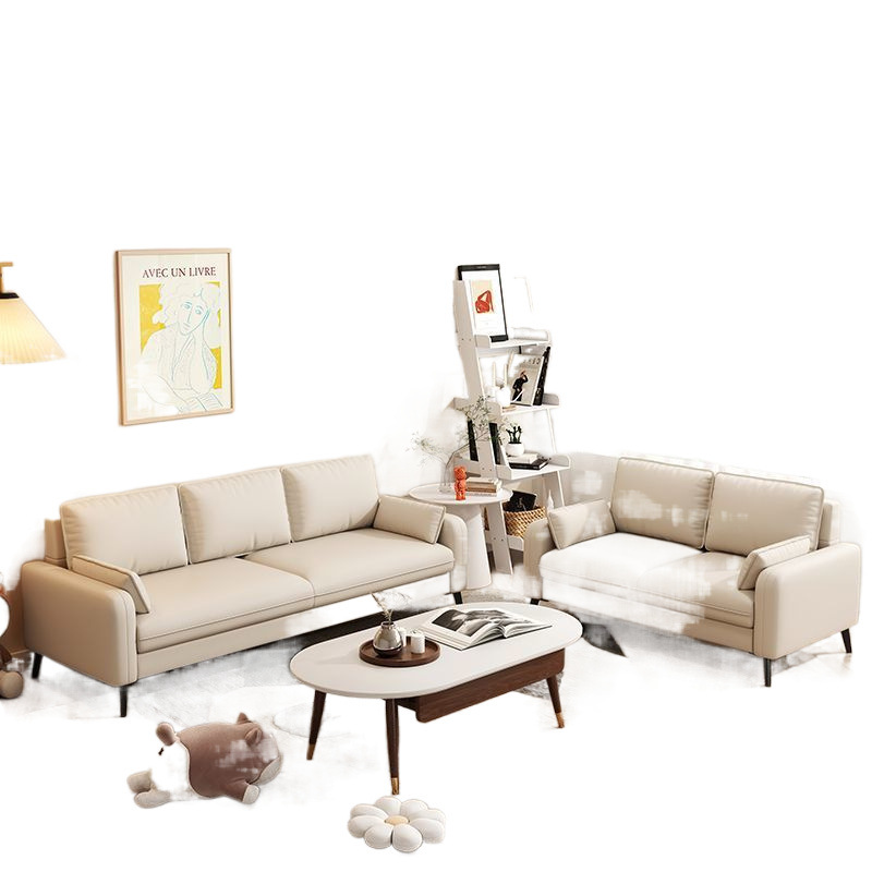 Sofá pequeño apartamento sofá sala de estar casa de alquiler sofá pequeño dormitorio tecnología crema de alta calidad tela