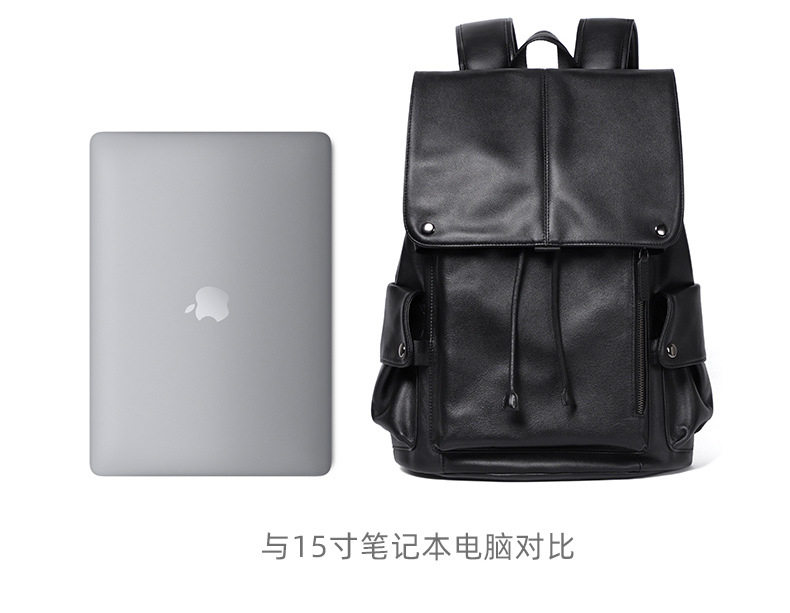 Ba lô da bò thật cho nam, kiểu dáng thời trang, đựng laptop 14 inch, dung tích 36–55L — Màu đen chi tiết 12