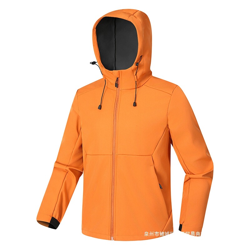 Cross-Border Foreign Trade Outdoor Autumn and Winter Soft Shell Casual Hiking Waterproof Jacket Men's Hooded Jacket