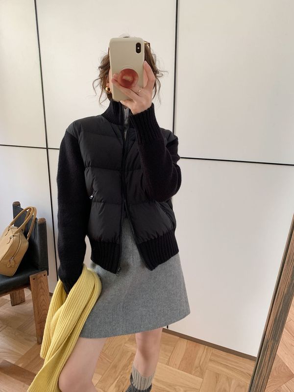 90白鸭绒轻薄高级感新款针织拼接羽绒服女短款修身显瘦小个子外套|undefined