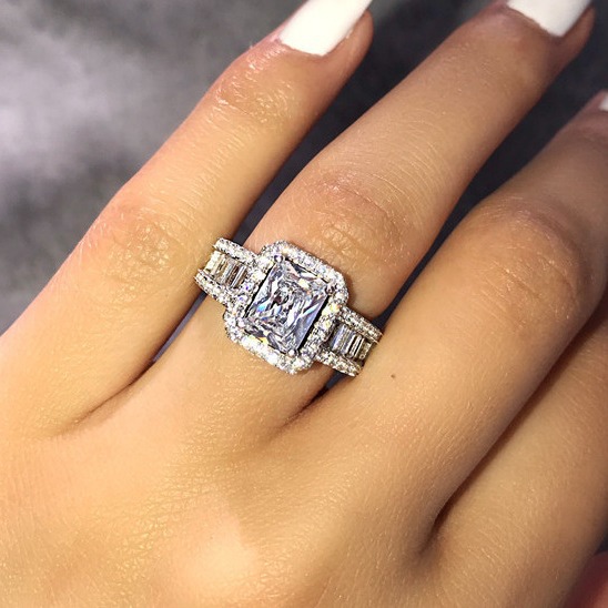 Sanjie strength factory Europe and the United States boutique ring zircon engagement wedding ring ladies Party party jewelry