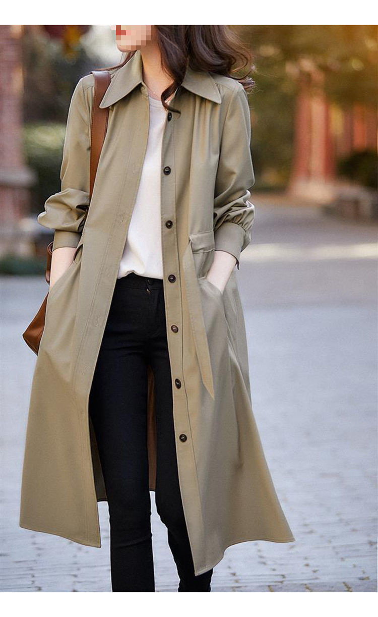 Trench leggero da donna, primavera 2025, nuovo stile coreano, elegante, trendy, cappotto petite, giacca-camicia di media lunghezza_voghion.com