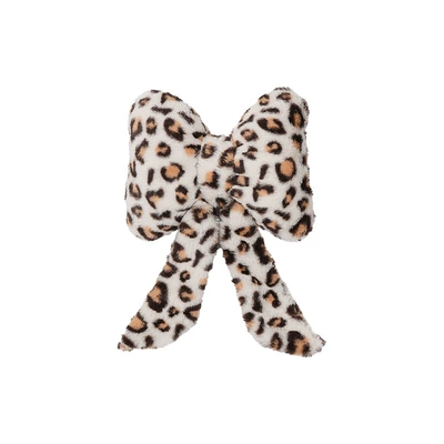 Cross-Border Car Headrest Neck Pillow Winter Car Plush Soft Leopard Print Cushion Car Interior Lumbar Support (Waist support) - rabbit-fur-leopard-print-ribbon-headrest-gray