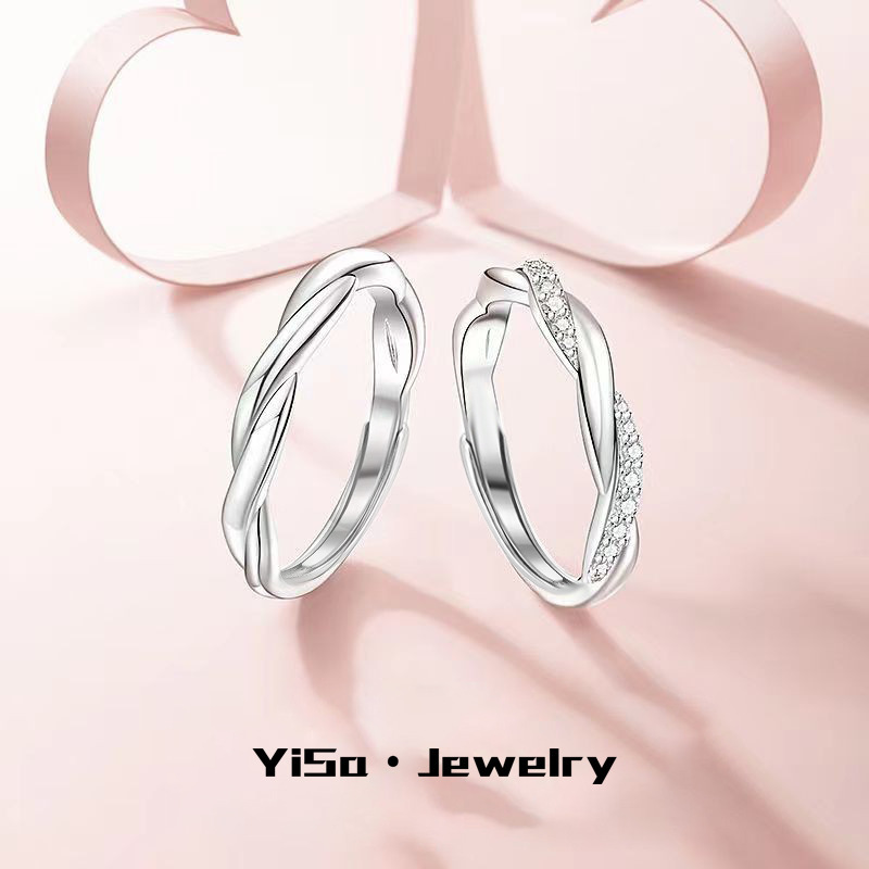 Loving Lingering Diamond-encrusted Zircon Couple's Ring Light Luxury Niche Fashion Opening All-match Ring Women's Valentine's Day Gift