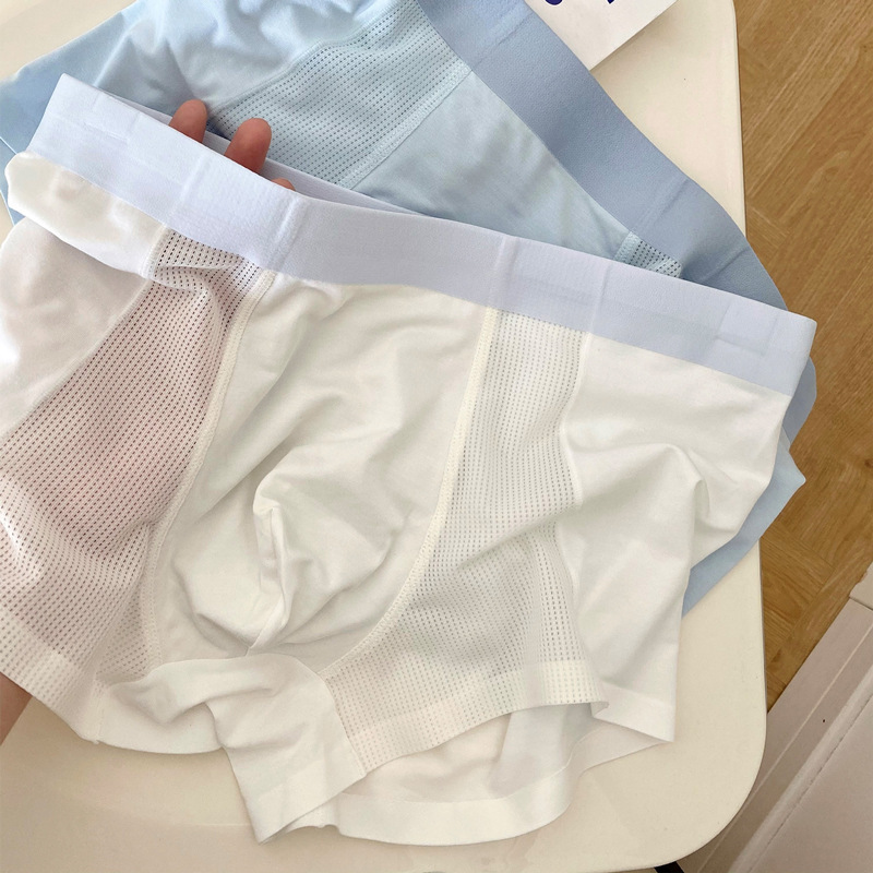 Modal Seamless Men's Underwear Cool Air Conditioning Pants Breathable Summer Thin Casual Solid Color Mid-Waist Men's Boxer Briefs