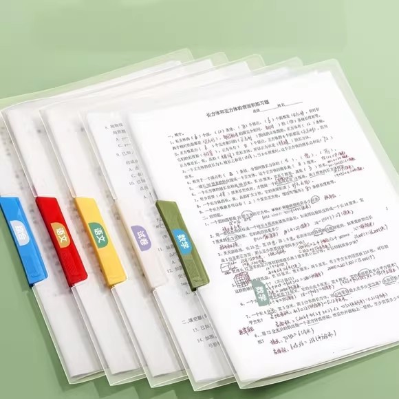 加厚A4旋转扣式透明拉杆文件夹试卷学生侧开抽杆插页资料夹收纳