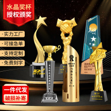 水晶奖杯儿童比赛奖杯创意年会优秀员工颁奖活动比赛金属树脂奖杯