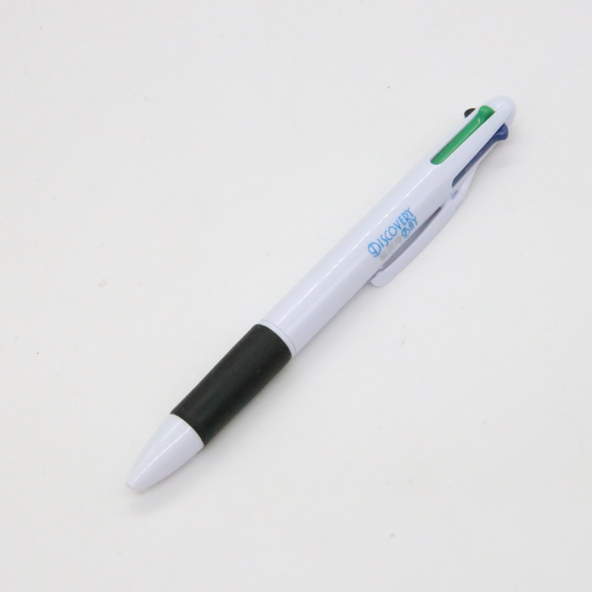 Presione el logotipo imprimible de la pluma multicolor que escribe la pluma lisa del bolígrafo de la publicidad