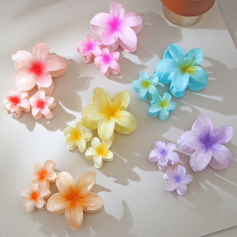 Cross-Border Hot-Selling Plumeria Flower Hair Clip, Bauhinia Flower Hairpin, Vacation Style Women's Back-Of-The-Head Shark Clip, Hair Accessory Cross-Border Hot-Selling Plumeria Flower Hair Clip, Bauhinia Flower Hairpin, Vacation Style Women's Back-Of-The-Head Shark Clip, Hair Accessory