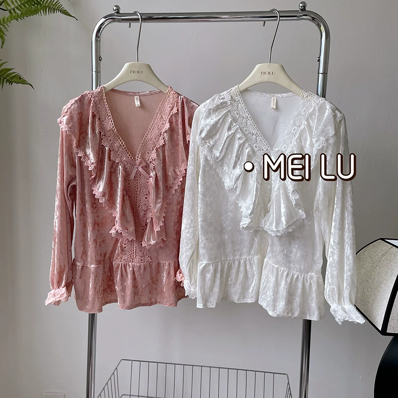 Золотые бархатные пижамы женские зимние женские модели весна и осень 2024 новый длинный рукав сетка красный премиум-класса может носить домашнюю одежду на улице