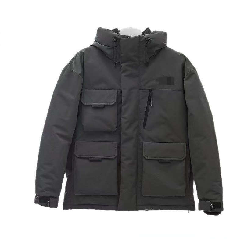 High-End New North Face Workwear down Jacket with Diagonal Zipper Pockets, Stand-Up Collar, Couple's Matching Style, Hooded, Fashionable and Versatile Coat