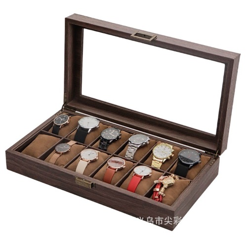 皮质手表收纳盒防尘玻璃盖手表盒腕表首饰盒手链手表盒子一件代发