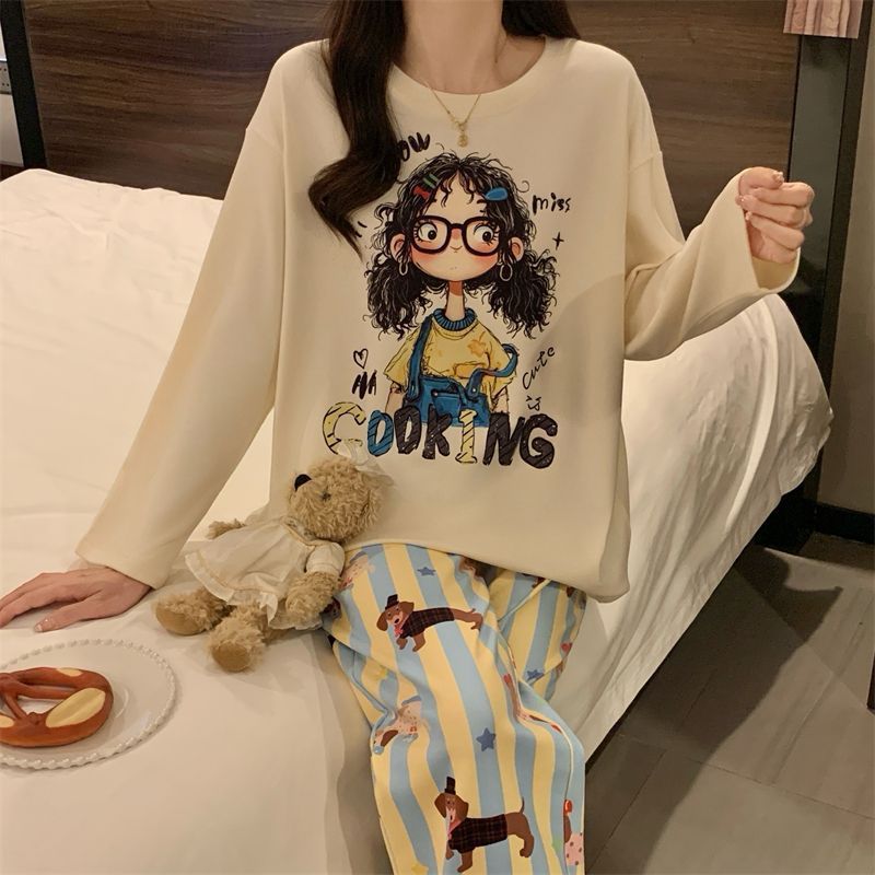 Al por mayor transfronterizo otoño y invierno manga larga de terciopelo de dibujos animados cálidos lindos ropa de hogar pijamas de mujer simple ropa de hogar suelta cubierta
