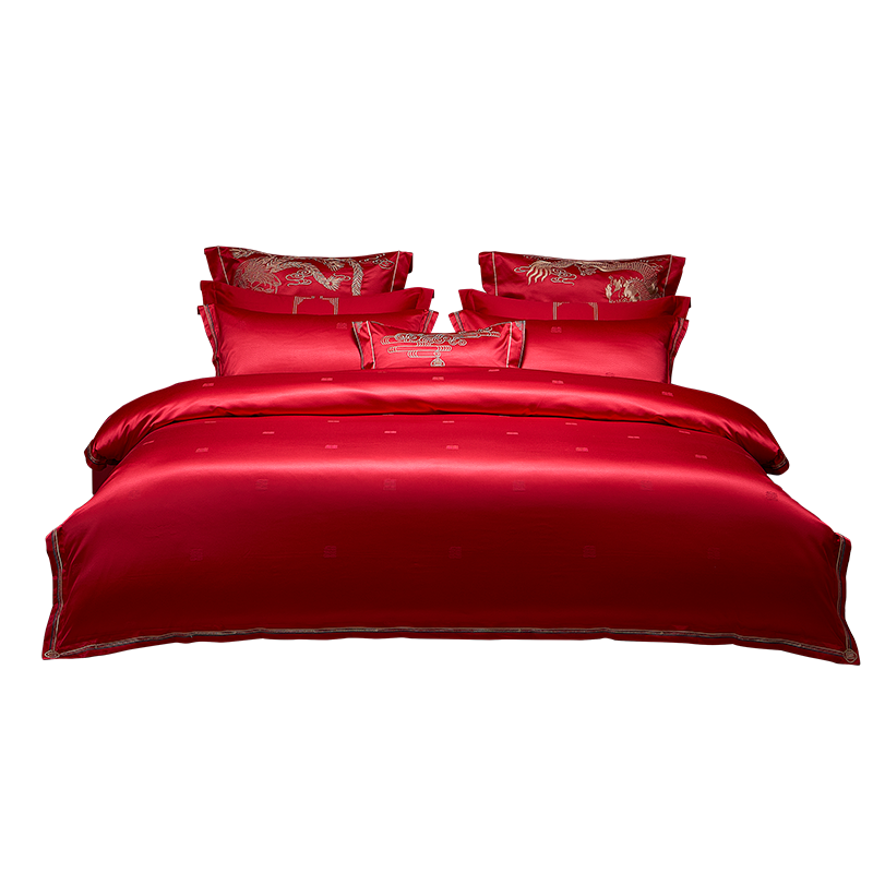 ⇓ Home Textile Wedding Four-Piece Set, Wedding Six-Piece Set, Big Red Bed Sheetss, Quilt Cover, Wedding Quilt Bedding