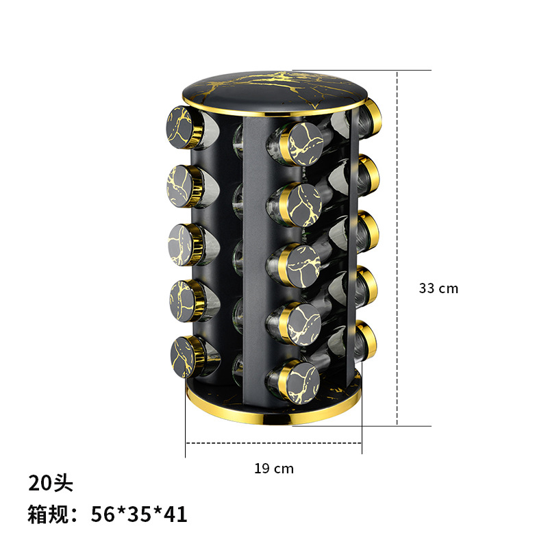 Caja de condimentos multifuncional de cocina Estante de múltiples capas redondo con patrón de mármol completo Estante de condimentos giratorio de acero inoxidable