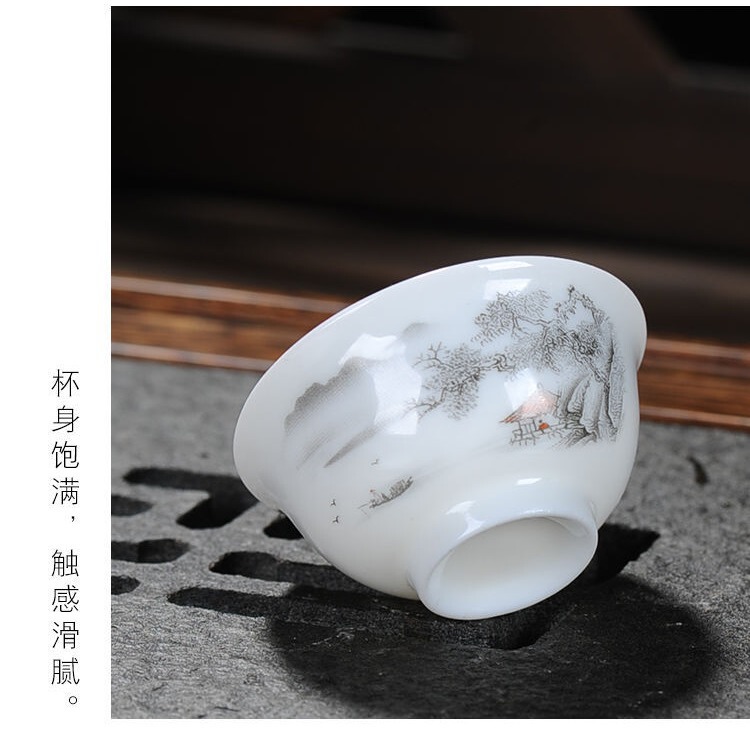 Blue and white porcelain single Cup ceramic kung fu tea cup set household tea bowl tea cup white porcelain small tea cup