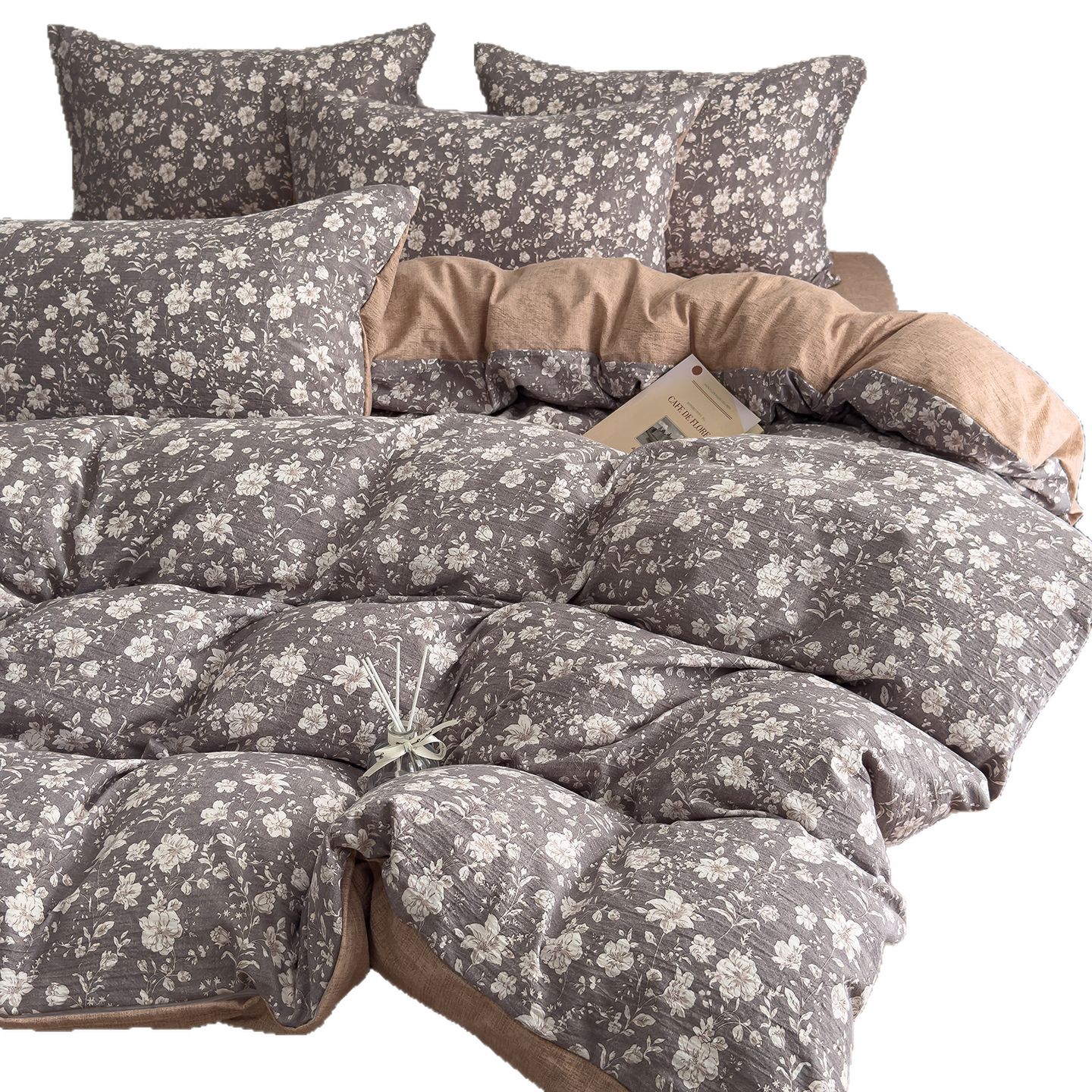 Nuevo algodón de alto peso, lino de cuatro piezas, ropa de cama desnuda para dormir, sábanas gruesas, cubierta de colchón de tres piezas