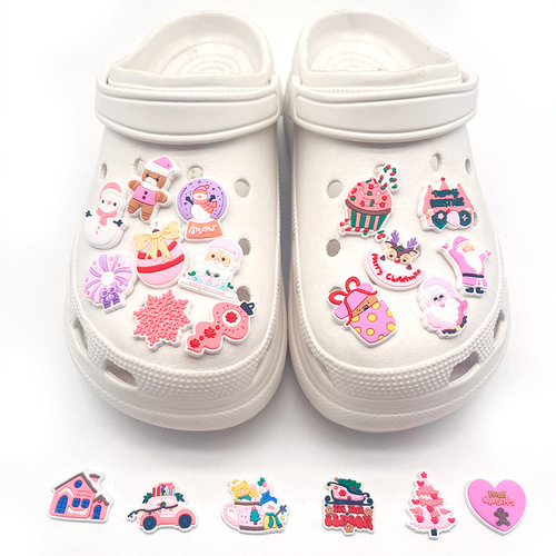 Single Pink Fresh Christmas 20 Hole Hole Shoes Decoration Soft Gel Shoes Flower Smart Star Gift Santa Claus
