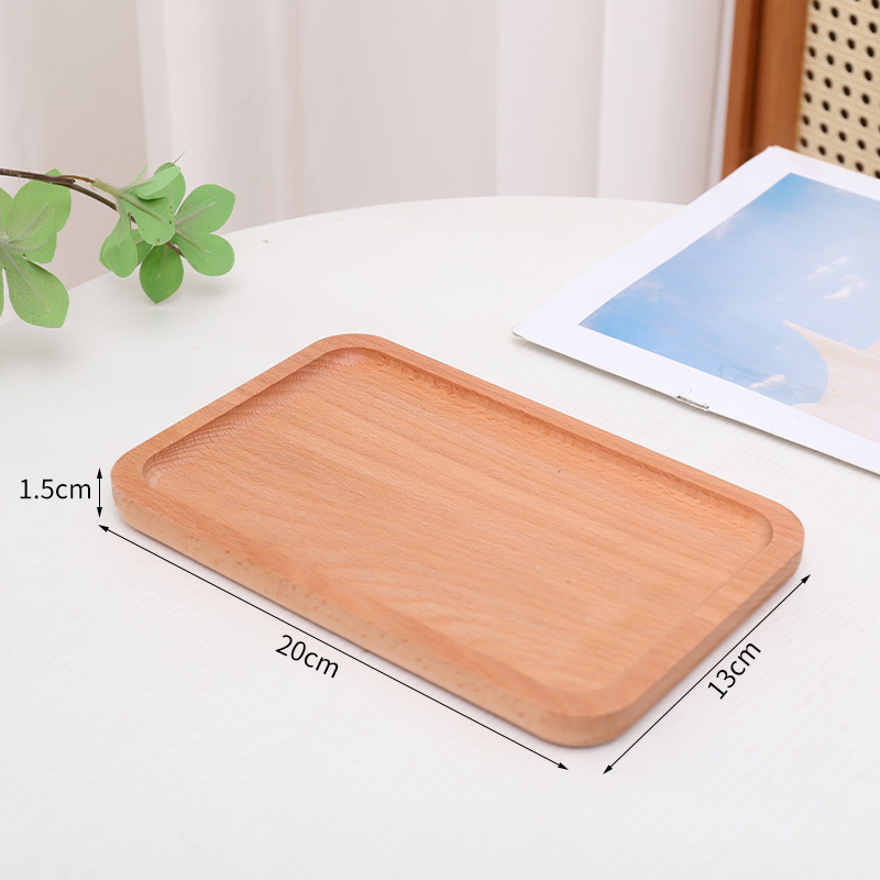 Bandeja de madera maciza estilo japonés, plato rectangular de almacenamiento, plato creativo para frutas, plato de madera de haya para desayuno, bandeja de madera para aperitivos.