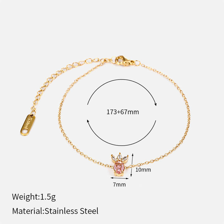 Europa y los Estados Unidos transfronterizos nueva pulsera de garra de gato de zircón rosa de moda simple geometría creativa pulsera de acero inoxidable chapado en oro
