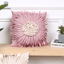 源头工厂立体花朵靠垫套办公室午休汽车轻奢装饰跨境专供手工抱枕