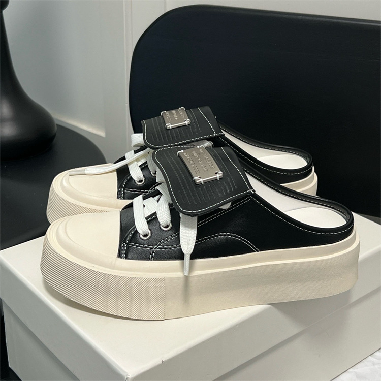 Half Drag 2024 Sommer Neue dicke Unterseite Baotou Mode Oberbekleidung Casual weiße Schuhe_voghion.com