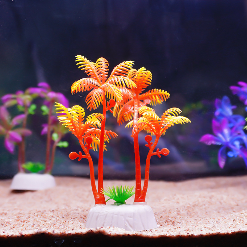Simulación de pecera de cocotero pequeño, acuario, decoración de plantas acuáticas, decoración de paisajismo, juego de plato pequeño, árbol de coco