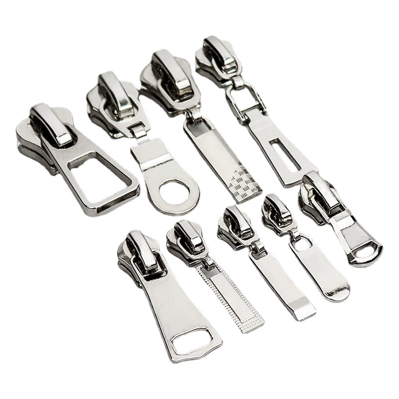 № 3, № 5, № 8, нейлоновая металлическая смола висит на белом серебристом цинковом сплаве молнии