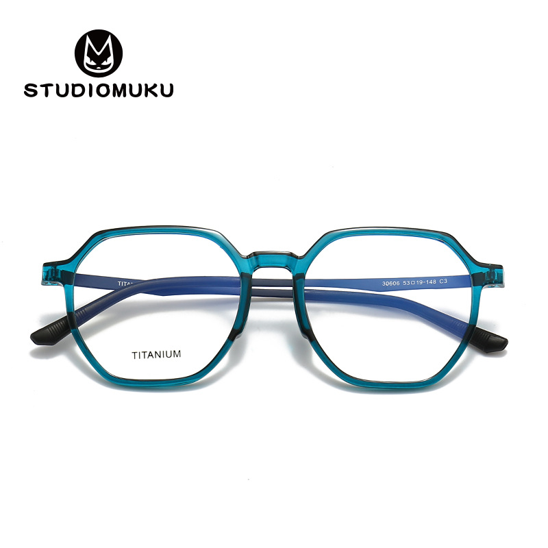 STUDIOMUKU gafas frescas de madera elegante puro titanio transparente polígono marco gafas vintage image 5
