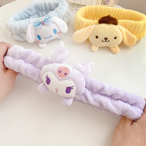 Sanrio Kurome Plush Hair Band for Women Face Wash Headband Sweet Cartoon Cute Cinnamon Dog Girl Hair Accessory